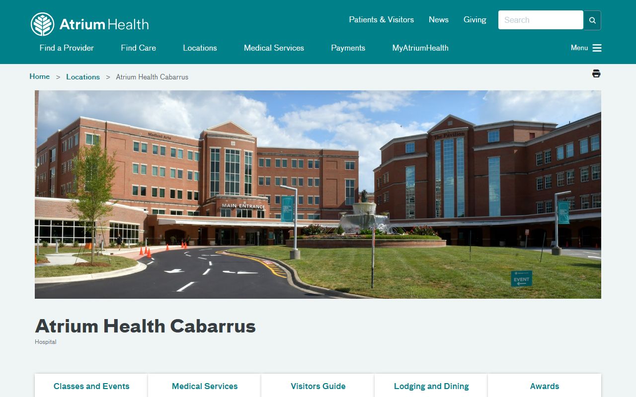 Concord phone directory Atrium Health Cabarrus contact page