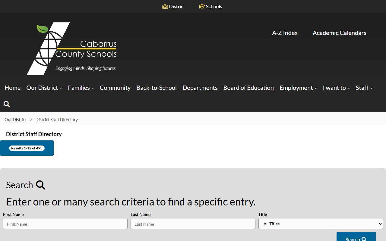 Concord phone directory Cabarrus County Schools directory page