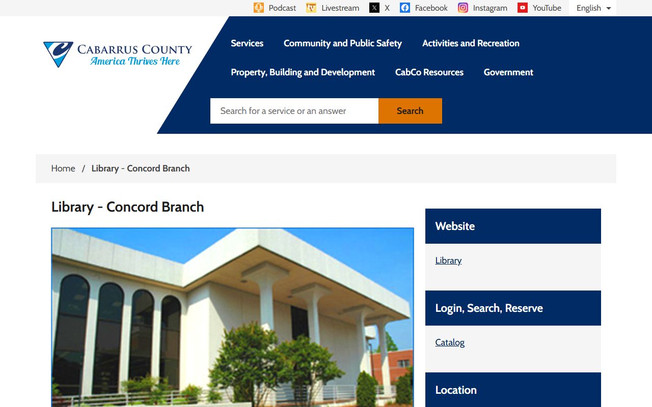 Concord phone directory library branch contact page
