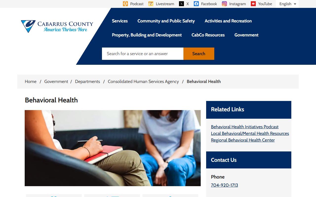 Concord phone numbers Cabarrus behavioral health resources