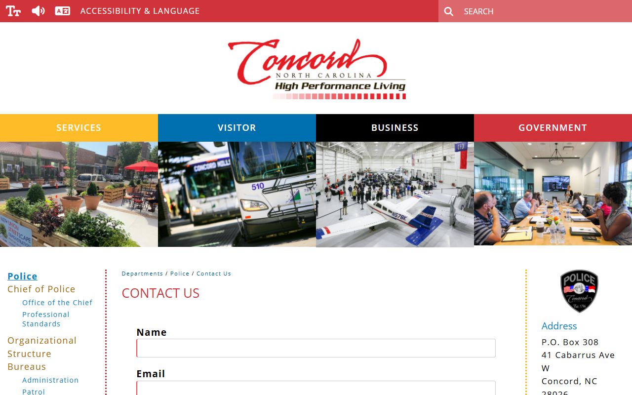 Concord phone numbers police contact page