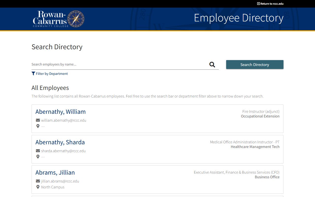 Concord phone numbers Rowan-Cabarrus employee directory