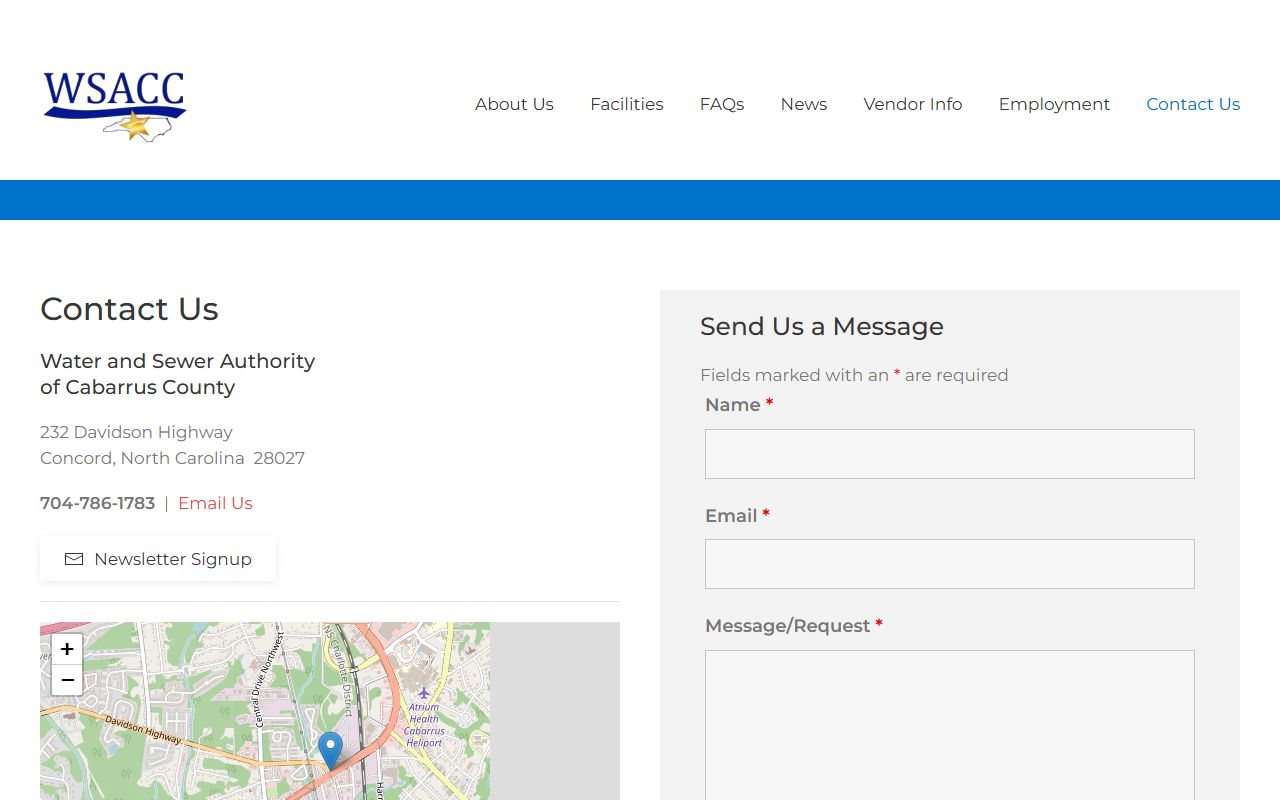 Concord phone numbers WSACC contact page